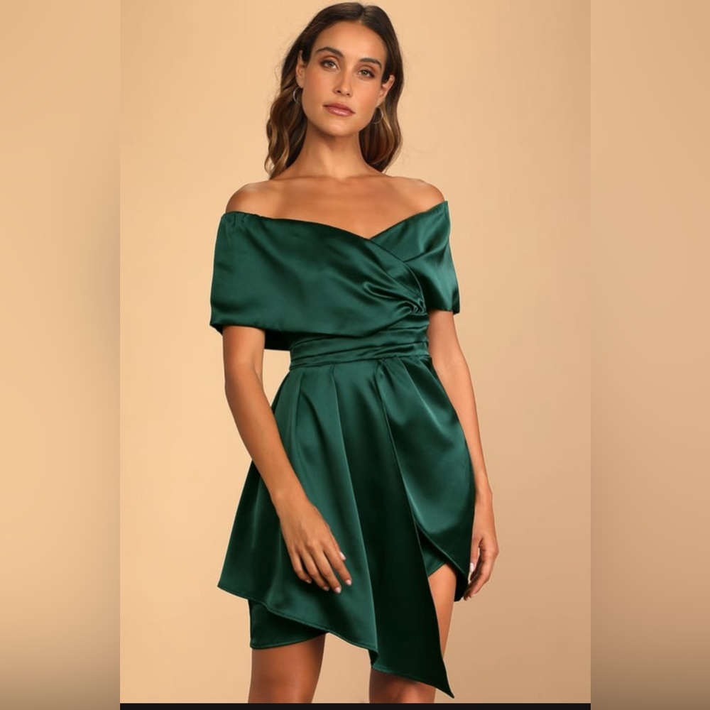 LULUS XL ALWAYS CELEBRATING EMERALD GREEN MINI DRESS